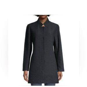 Eileen Fisher Charcoal Gray Waffle Knit Lightweight Jacket Size XSmall